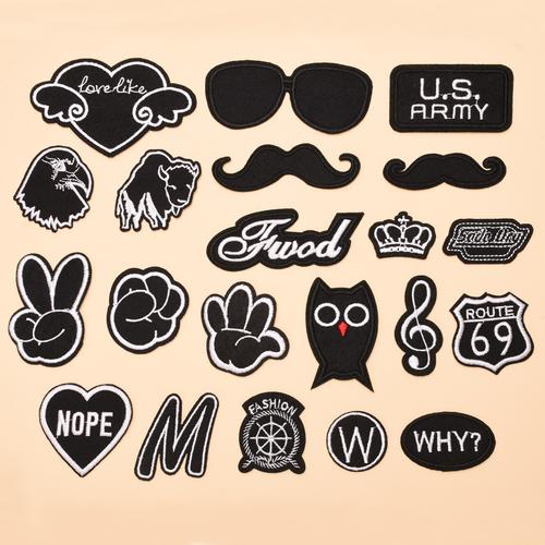 現(xiàn)代時(shí)尚布貼刺繡服裝包包鞋帽手工藝骷髏外貿(mào)精品酷黑白徽章